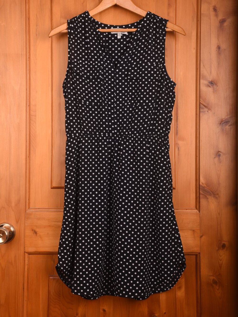 Charming Black & White Polka Dot Sleeveless Dress Size Small